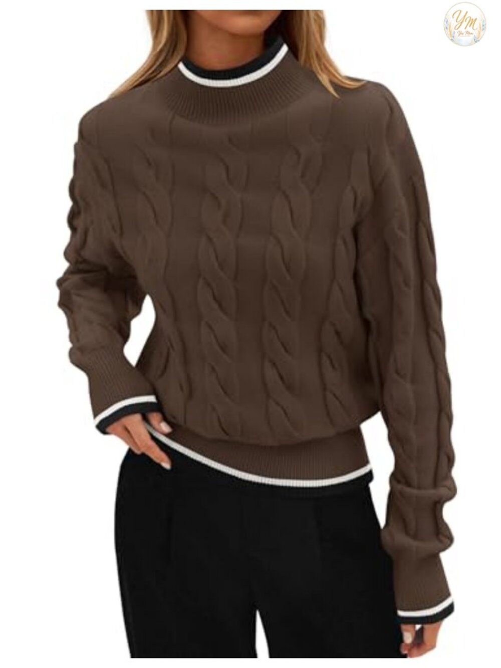 Chunky Knit Turtleneck Sweater Long Sleeve Pullover Top
